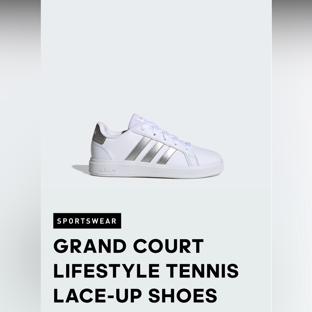 NEW NO BOX Girl’s Adidas 3.5 white and silver